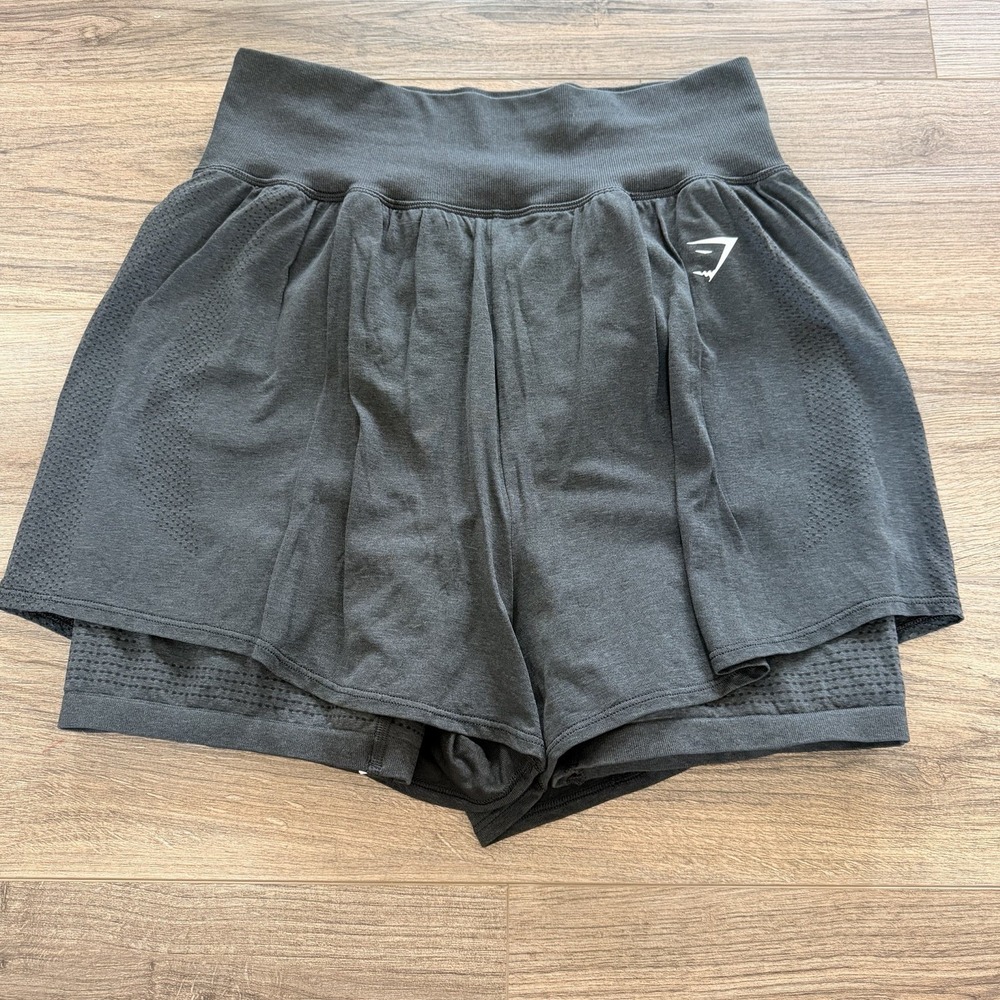 Gymshark Womens Shorts Size XXL Black Vital Seamless 2.0 2-in-1